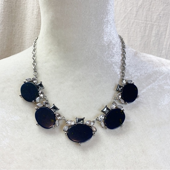 Lane Bryant Blue Statement necklace rhinestone clusters - Picture 1 of 6